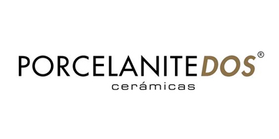 Un logotipo para cerámica porcelanite dos sobre un fondo blanco.