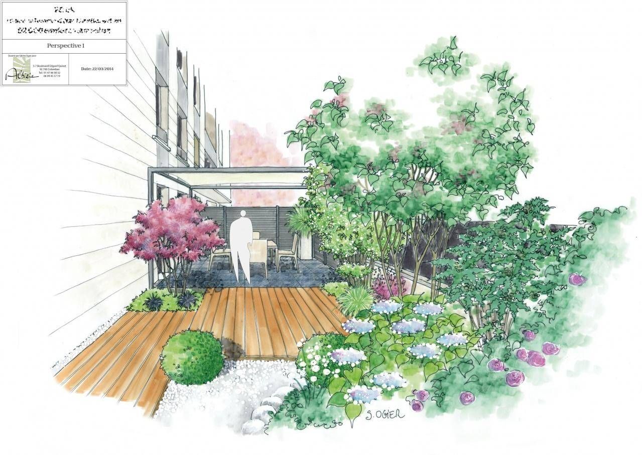 Le dessin d'une terrasse en bois et d'une pergola