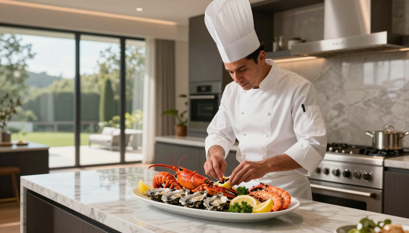 Private Chef preparing a meal in a luxury villa
