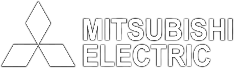 Mitsubishi Electricin logo: kolme toisiinsa yhdistettyä timantinmuotoa ja teksti.