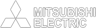 Mitsubishi Electricin logo: kolme toisiinsa yhdistettyä timantinmuotoa ja teksti.
