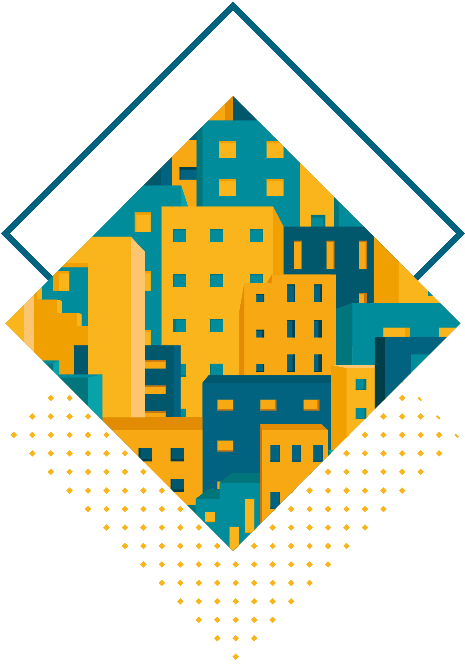 Paysage urbain géométrique de la charte graphique d'OCARIS.