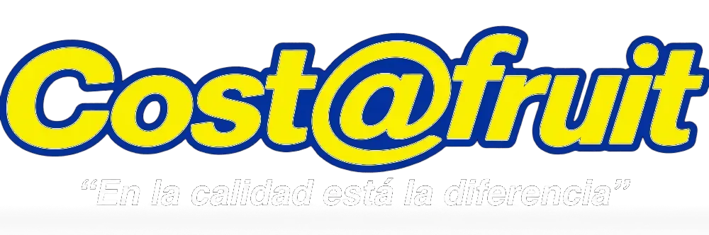 Logotipo de Cost@fruit en azul y amarillo sobre fondo blanco