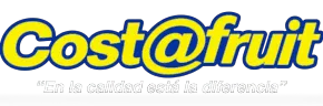 Logotipo de Cost@fruit en azul y amarillo sobre fondo blanco