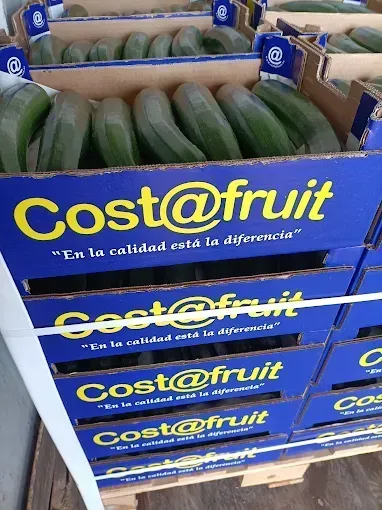 Manos colocando una manzana roja en una cesta de mimbre llena de naranjas, plátanos y peras en un puesto del mercado.