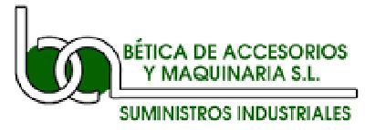 A logo for betica de accesorios y maquinaria s.l. suministros industriales