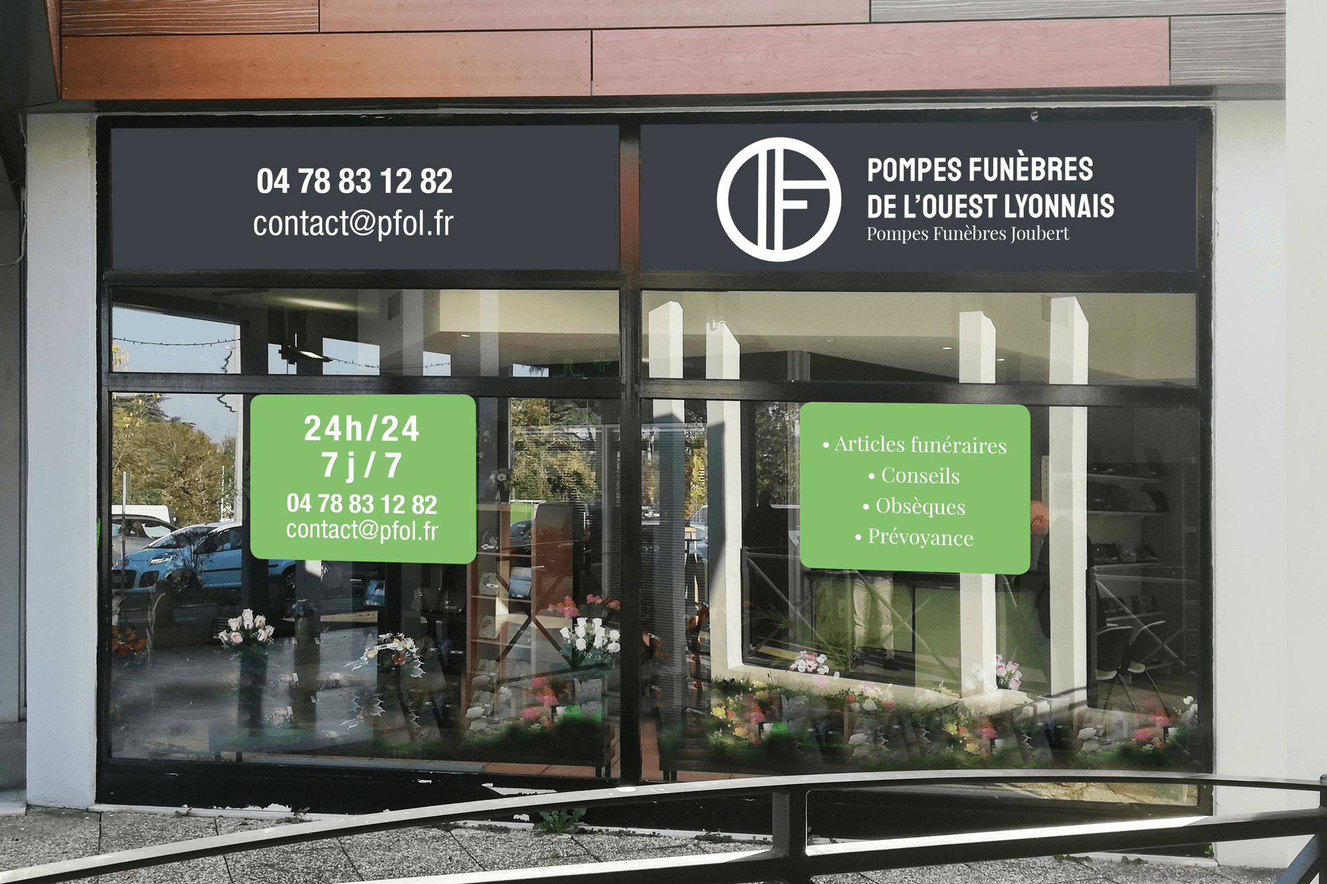 Pompes funèbres vitrine