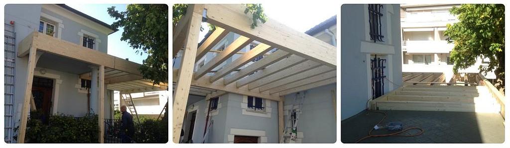 Structure charpente terrasse en Lamellé-Collé