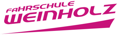 Logo for Fahrschule Weinholz in magenta on a white background
