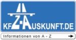Blau-weißes Logo von KFZ-AUSKUNFT.DE mit dem Text „Informationen von A–Z“ und einem Pfeil nach rechts