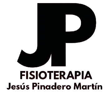 Logotipo JP negro con "Fisioterapia" y "Jes&uacute;s Pinadero Mart&iacute;n" en el texto debajo.