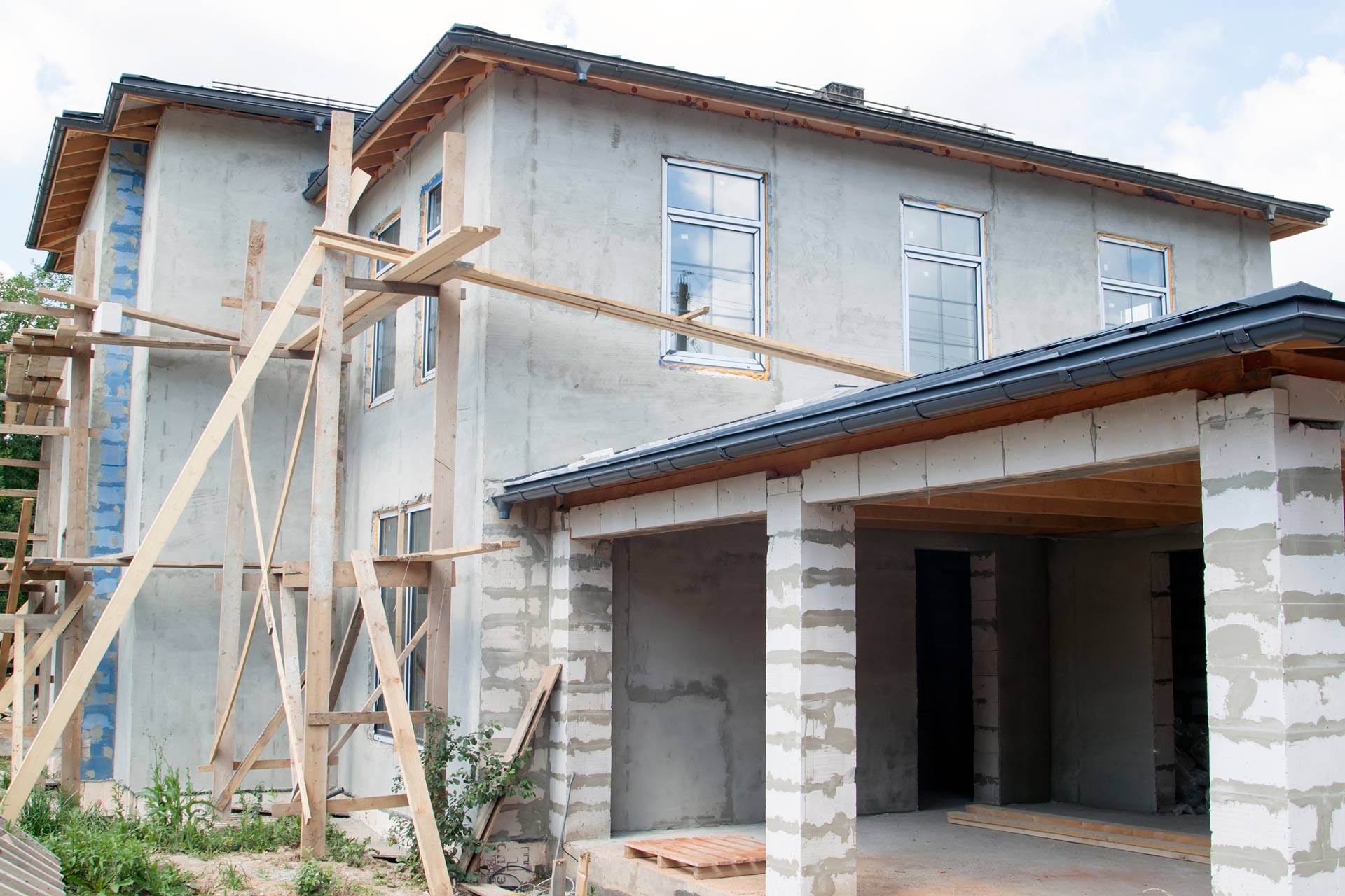 Travaux de maçonnerie en cours