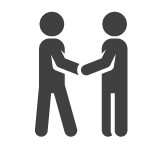 Deux bonshommes bâtons se serrant la main.