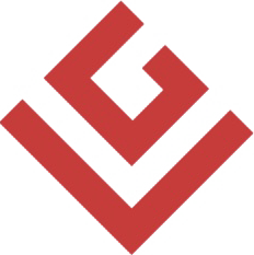 Logo rouge abstrait : une forme de losange avec un G à l’intérieur.