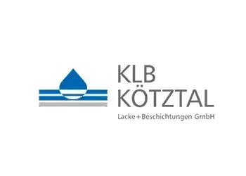Logo der KLB Kötzal mit blauem Wassertropfen über blauen und grauen horizontalen Linien; Text „Lacke + Beschichtungen GmbH“.