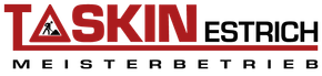 A red and black logo for taskin estrich meisterbetrieb