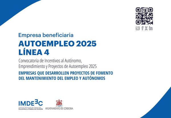 Folleto del programa “Autoempleo 2025 LÍNEA 4”, que promueve el mantenimiento del empleo y el emprendimiento.