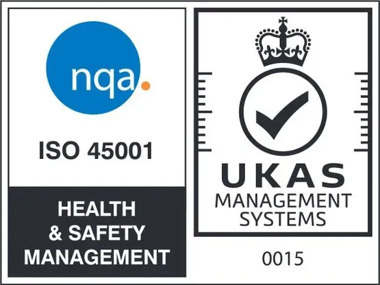 Dos logotipos para los sistemas de gestión ISO 45001 y UKAS