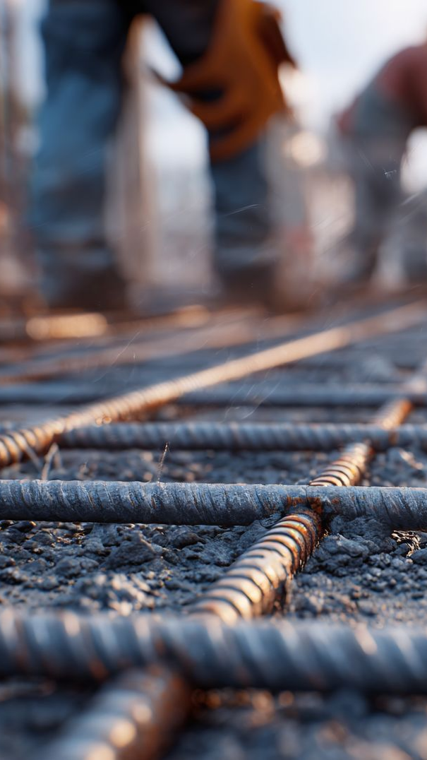 Dalle de plancher en béton en construction avec ferrailles