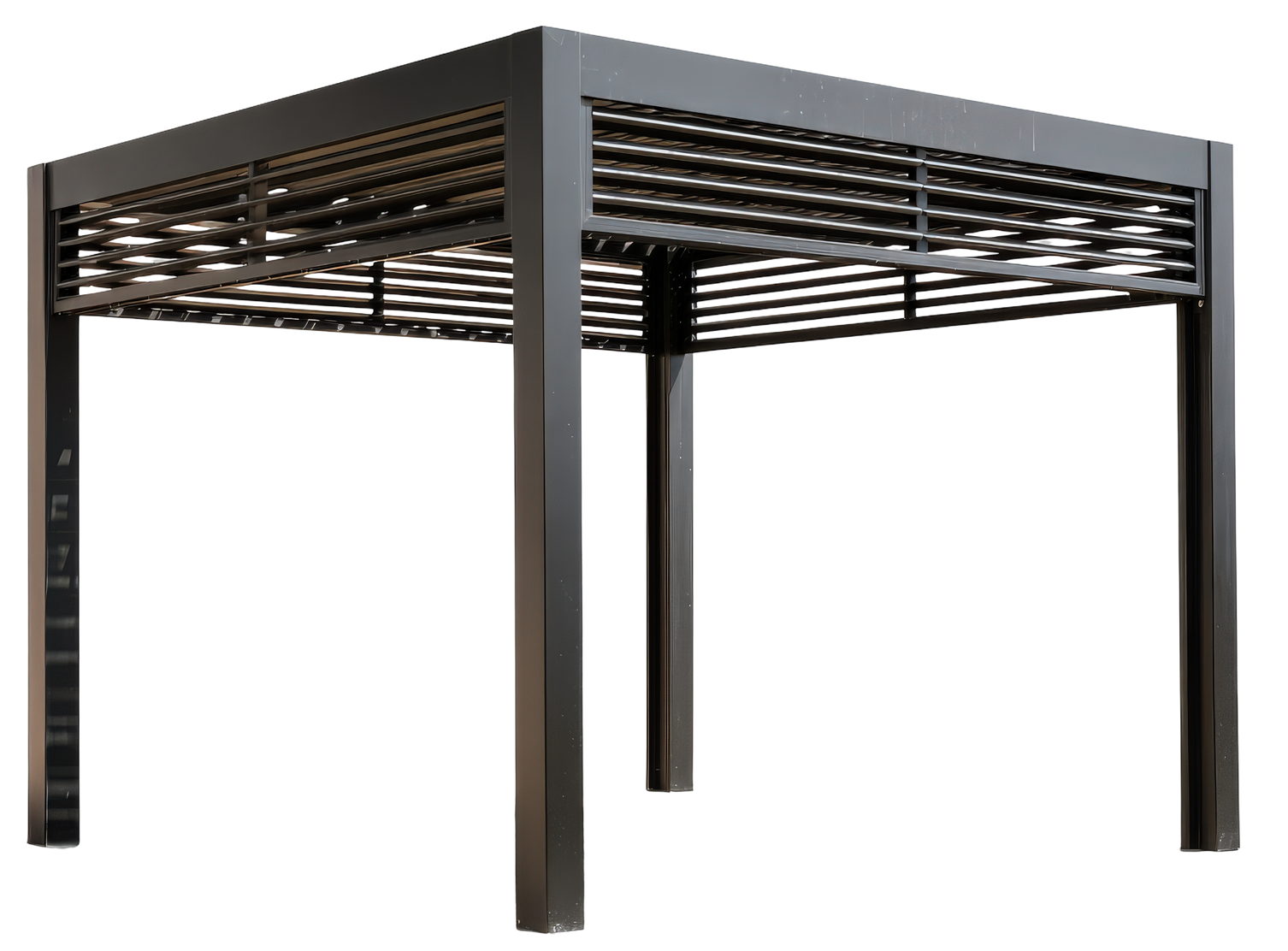 Une pergola extérieure carrée.