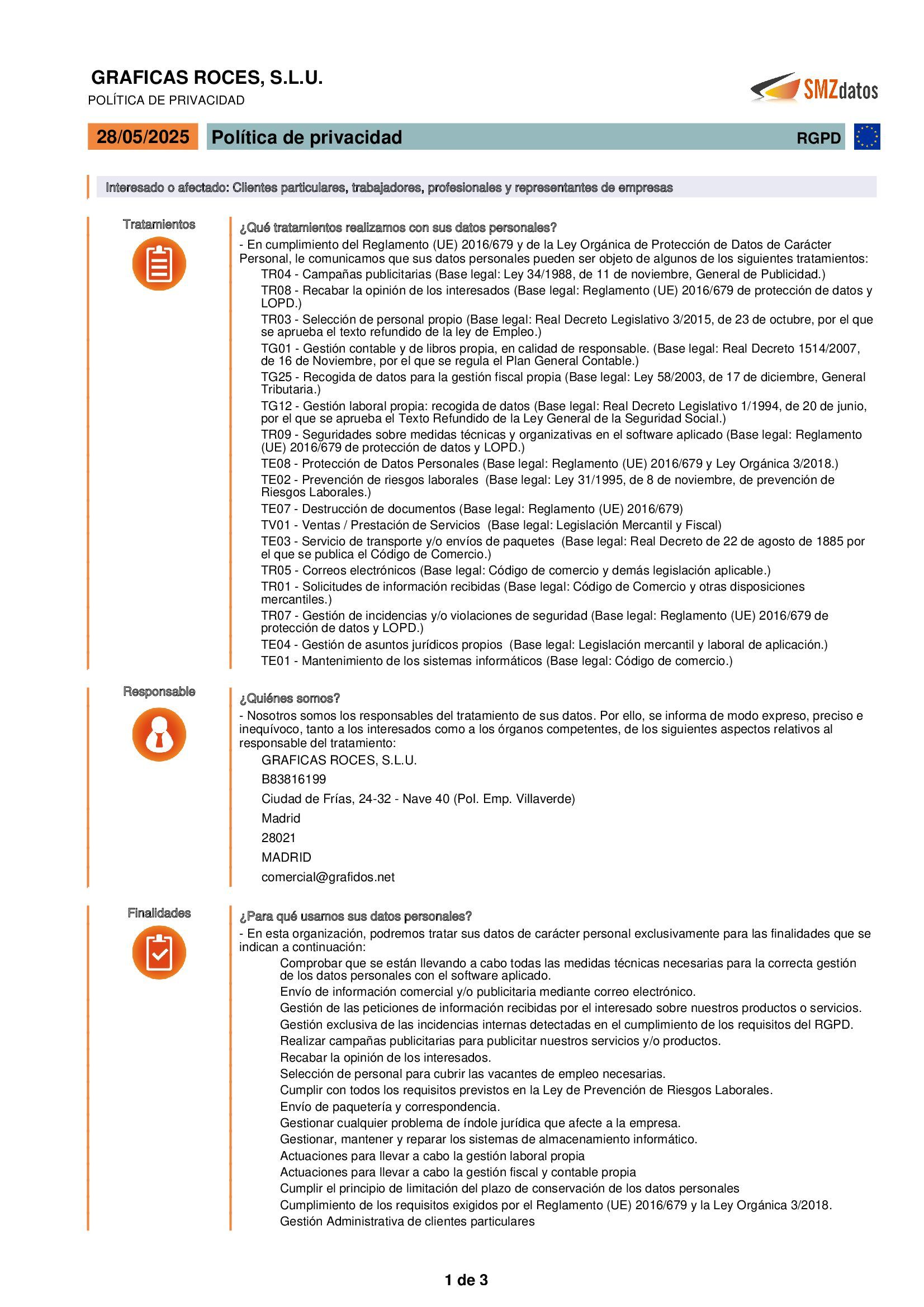 Documento que describe las pautas de seguridad