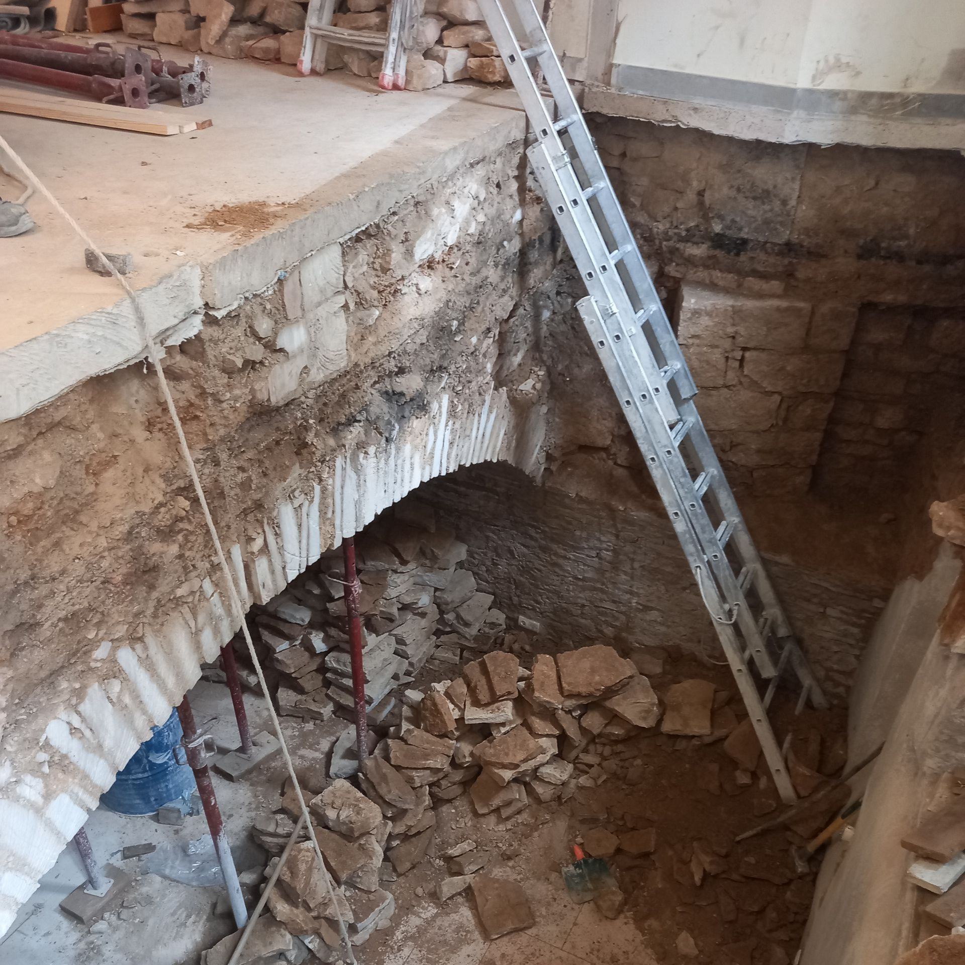 Mise en place d'un sciage au câble.