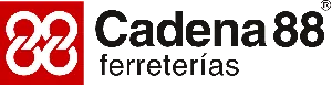 El logo de cadena 88 ferreterias es rojo y blanco