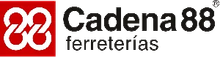 El logo de cadena 88 ferreterias es rojo y blanco