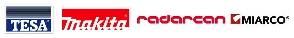 Una imagen borrosa de un logotipo de Makita sobre un fondo blanco