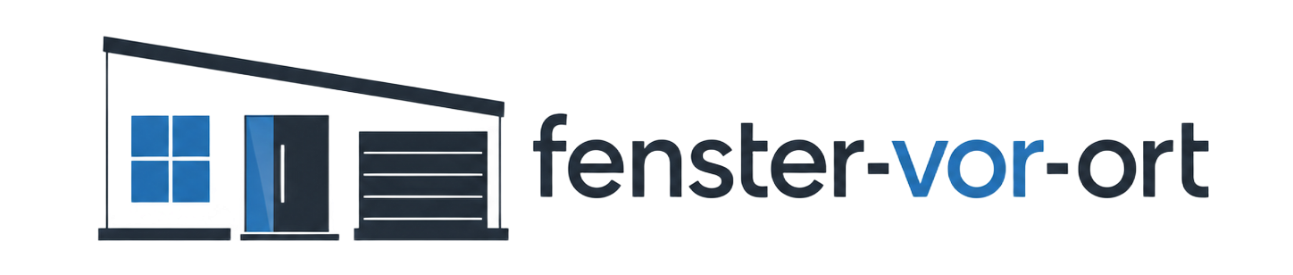 Logo mit blauem Fenstersymbol und dem Text „Fenster-vor-ort“ auf weißem Hintergrund