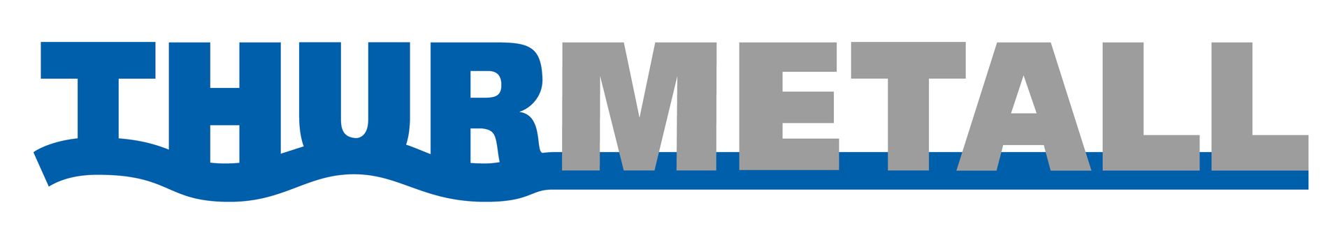 ein blaues und graues Logo für thurmetall auf weißem Hintergrund