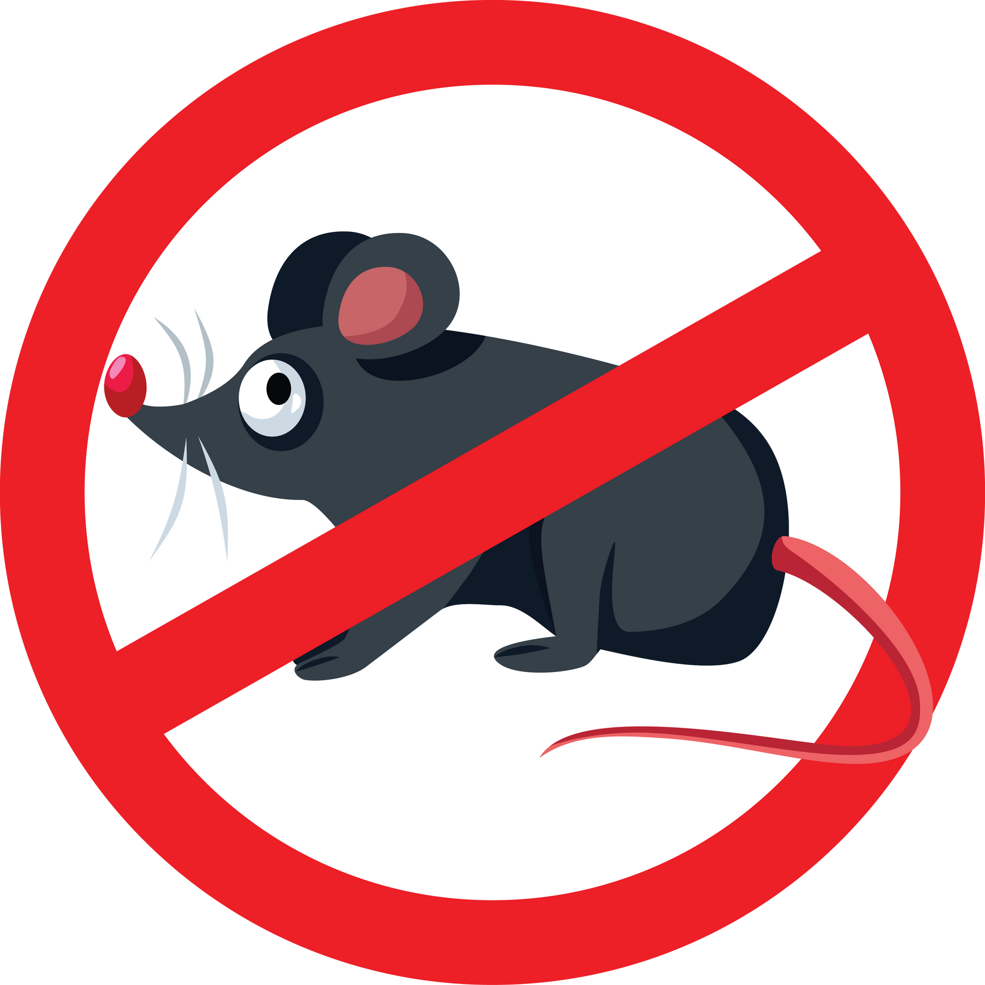 Illustration de rats avec un panneau interdit
