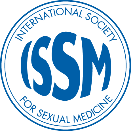 Logotipo azul: Sociedad Internacional de Medicina Sexual, con texto que rodea un