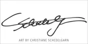 Ein schwarz-weißes Logo für Kunst von Christiane Schedelgarn.