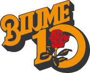 Ein Logo für Blume 15 mit einer roten Rose in der Mitte.