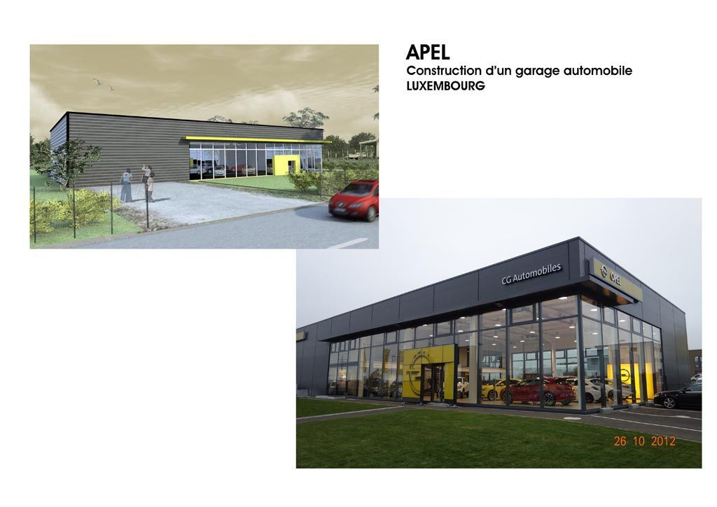 Apel, construction d'un garage automobile, Luxembourg