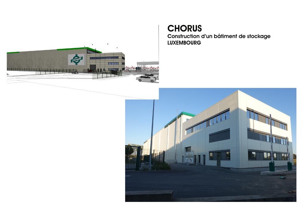 Chorus, construction d'un bâtiment de stockage, Luxembourg
