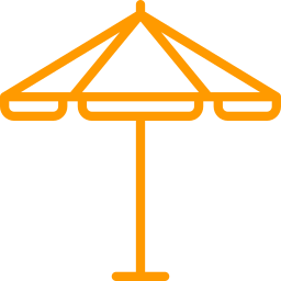 Un icono de paraguas naranja sobre un fondo blanco.
