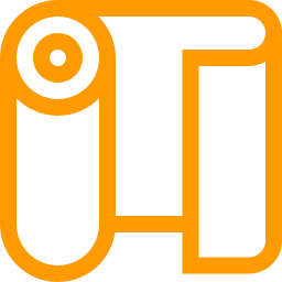 Un icono naranja y blanco de un rollo de toallas de papel.