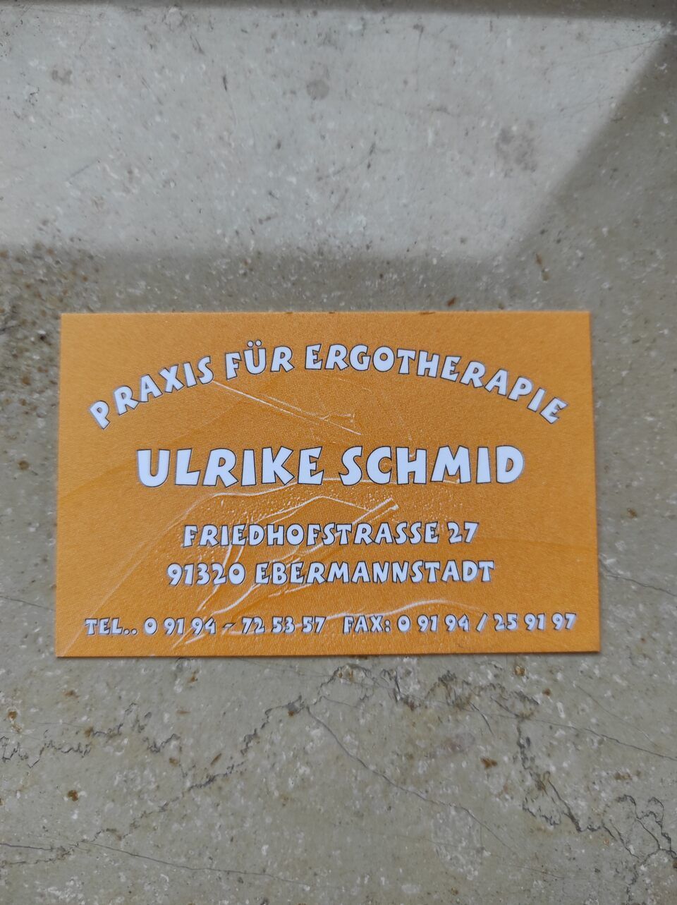 Praxis für Ergotherapie Ulrike Schmid Visitenkarte