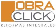 Logotipo de Obra Click Reformas Integrales: cuadrado naranja junto a texto naranja en negrita