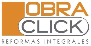 Logotipo de Obra Click Reformas Integrales: cuadrado naranja junto a texto naranja en negrita