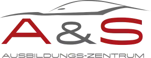 Logo mit stilisierter Autokontur über den Buchstaben „A & S“ in Rot und Grau, darunter „AUSBLIDUNGS-ZENTRUM“.