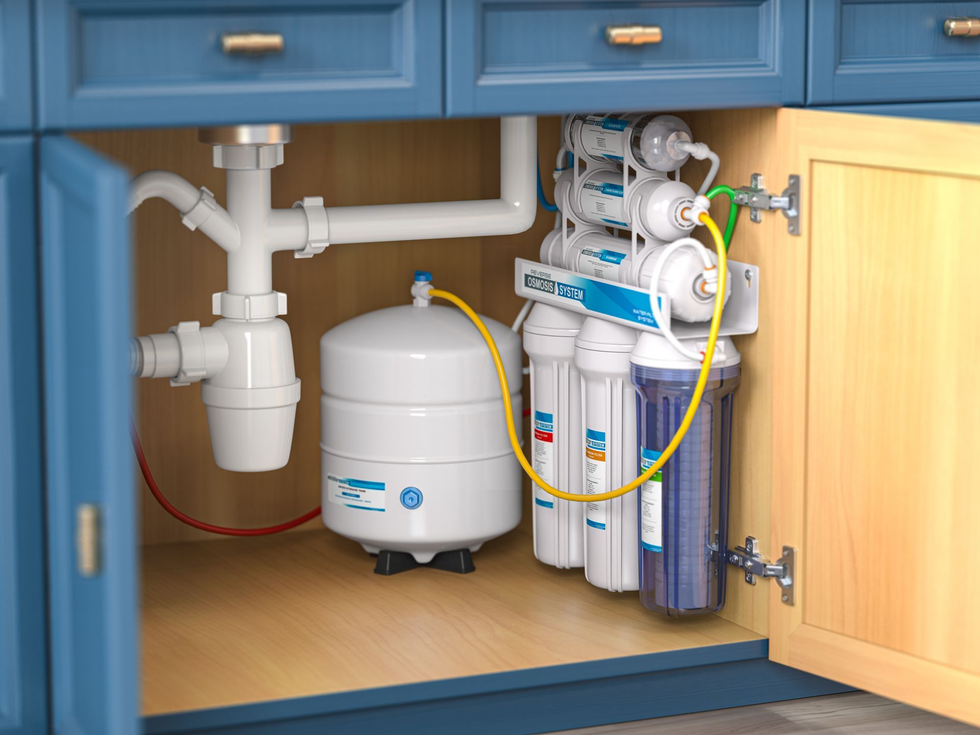 Système de filtration d'eau sous un évier