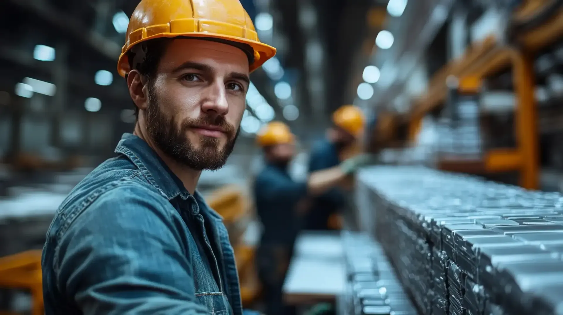 Mujer con cabello largo y castaño sonríe mientras mira a un hombre, computadoras portátiles sobre la mesa, oficina luminosa.