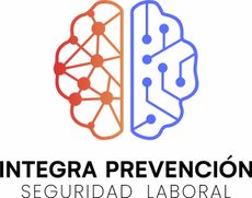 Logo of Integra Prevenci&oacute;n. Half-brain with orange/red network, blue/purple circuit