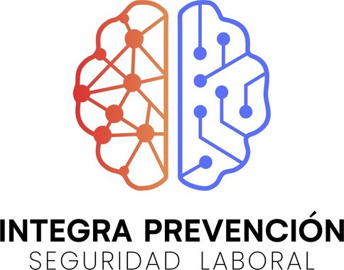 Logo of Integra Prevenci&oacute;n. Half-brain with orange/red network, blue/purple circuit