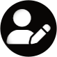 Icono de persona, cabeza y torso, sosteniendo un lápiz.