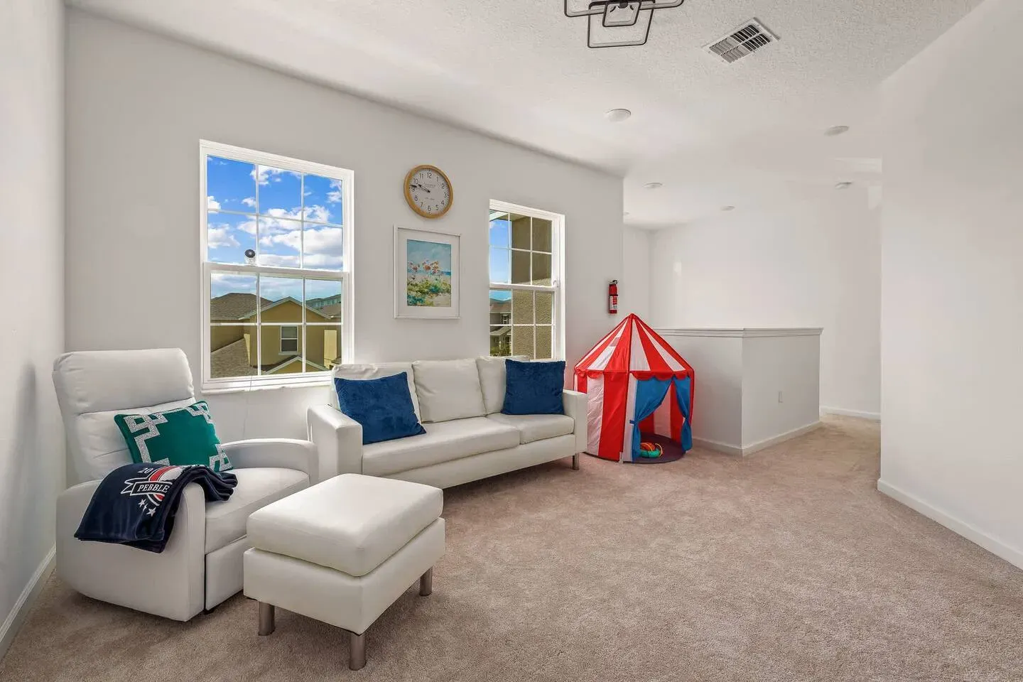 Common space with children's tent