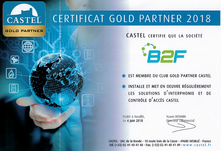 Certificat Gold Partner